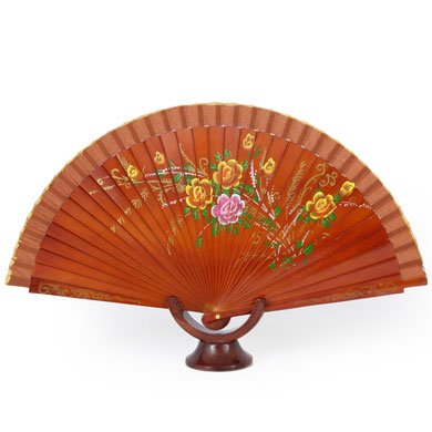 Abanico Hand Made Wood Fan - FN-ART-3419-BLACK